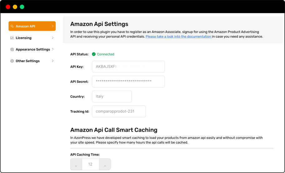 connect amazon API