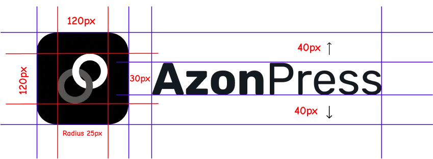 AzonPress Logo bnw with guides