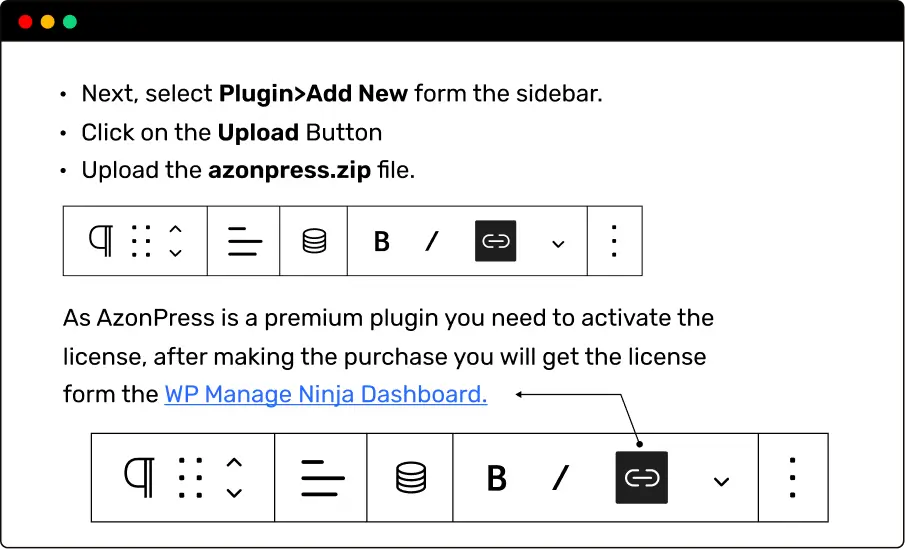 Insert affiliate links in blogs